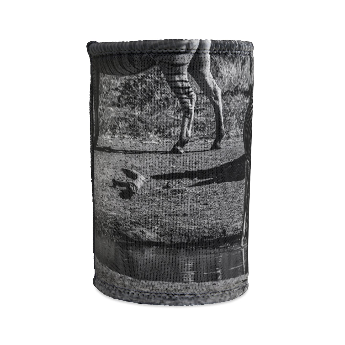 Drinking Zebra Stubby Holder B&W