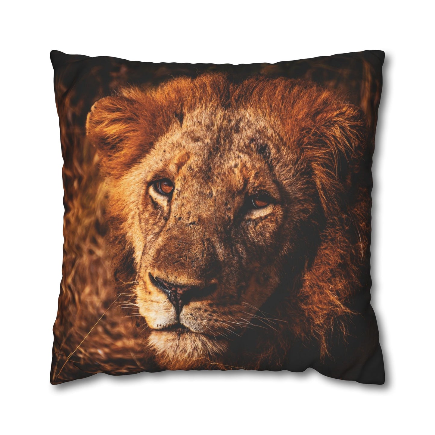 Poly Canvas Pillowcase - Old Lion 26" × 26"