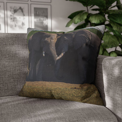 Poly Canvas Pillowcase - Elephant Friends