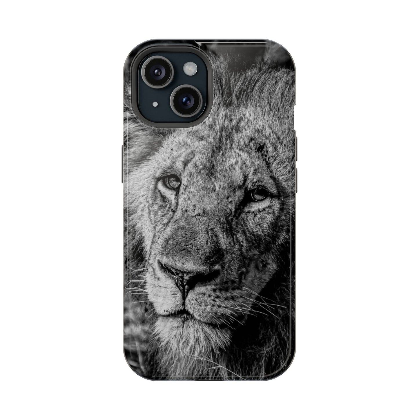 Magsafe® Compatible Tough Cases - Old Lion B&W iPhone 15 Glossy