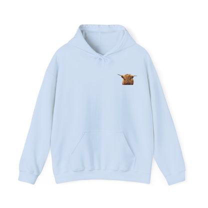 Highland Cow Hoodie Light Blue