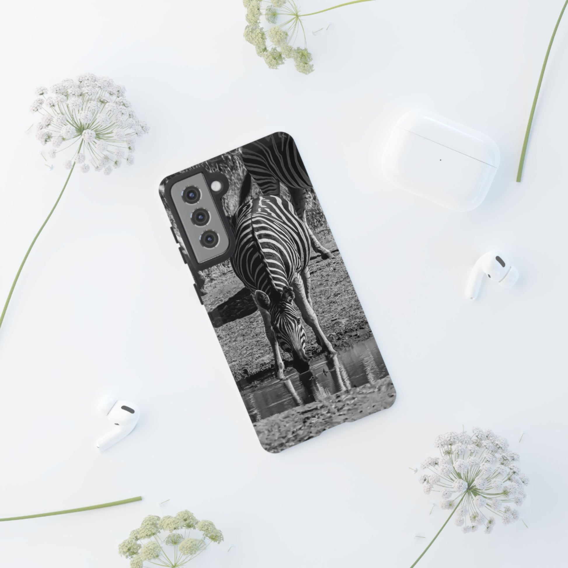 Tough Case - Zebra Drinking B&W
