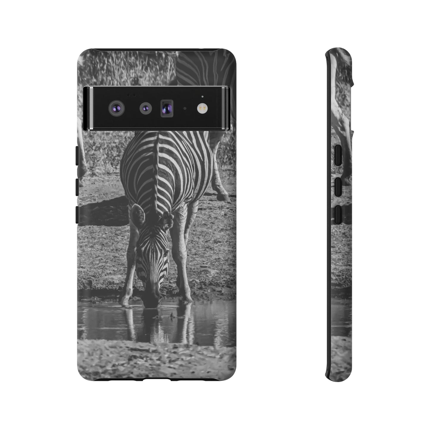 Tough Case - Zebra Drinking B&W Google Pixel 6 Pro Matte