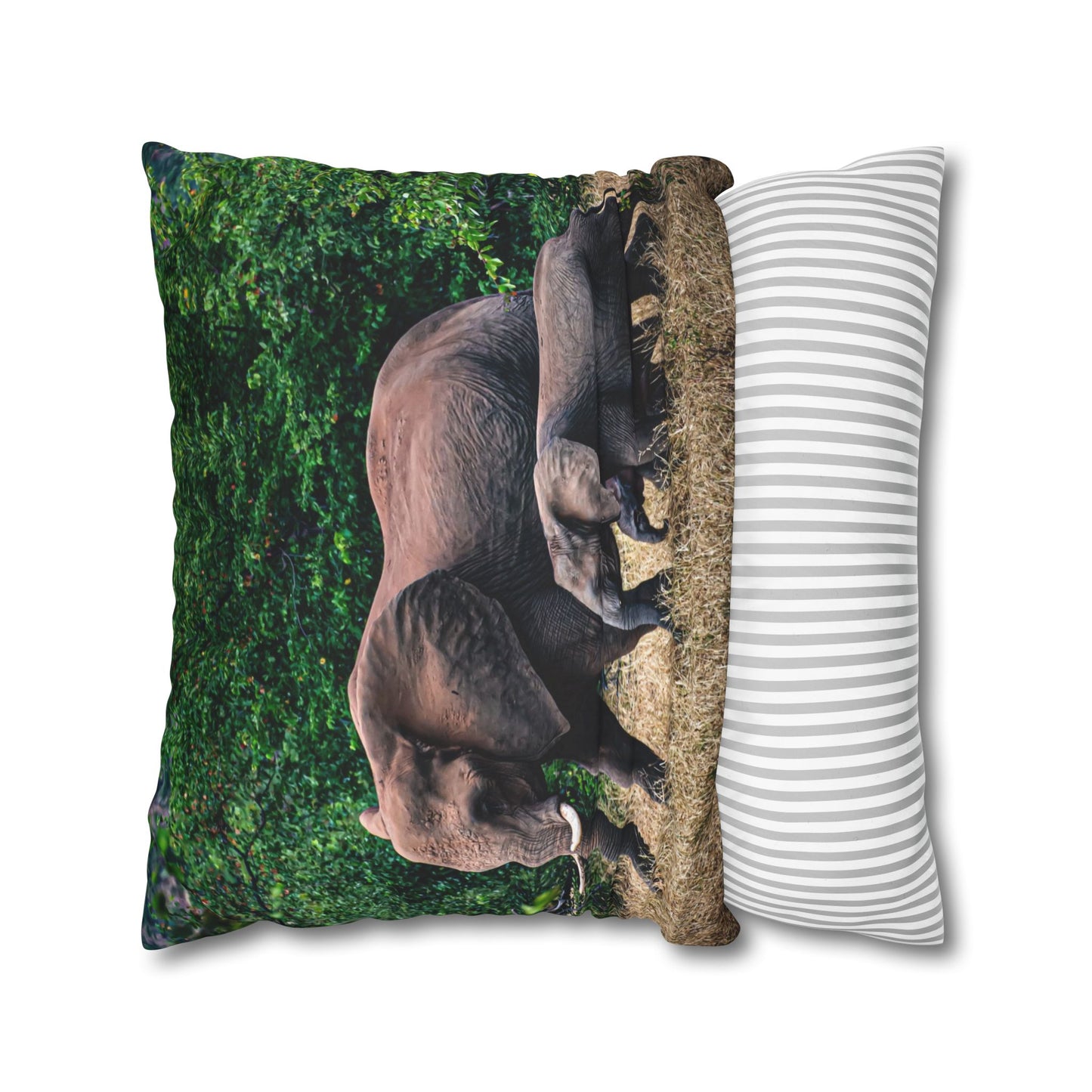 Poly Canvas Pillowcase - Elephant Family