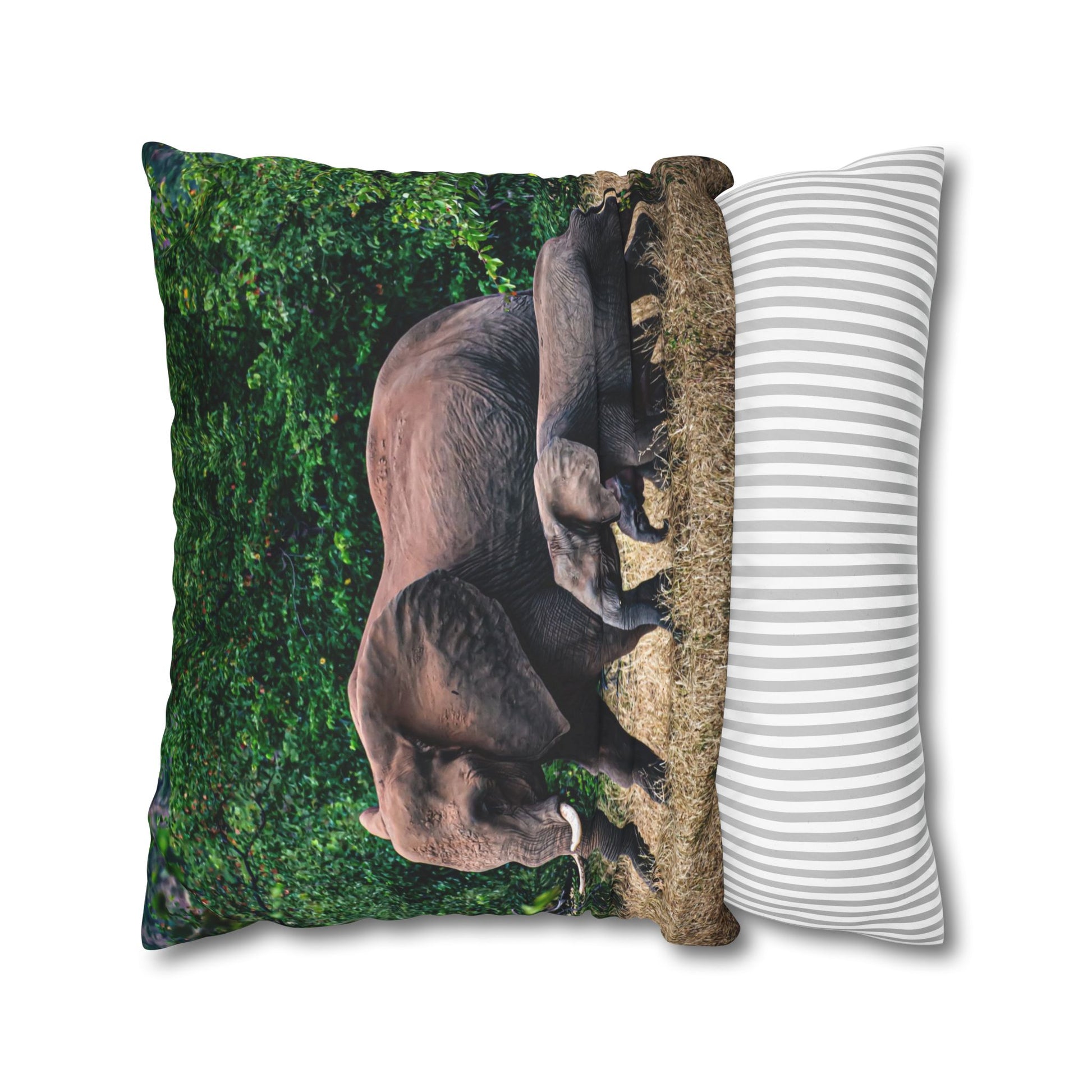 Poly Canvas Pillowcase - Elephant Family