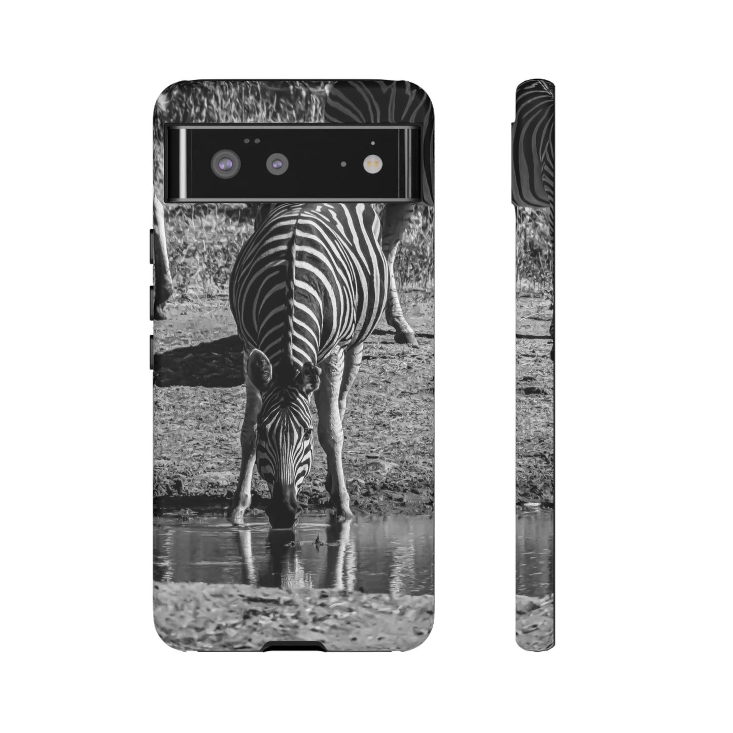 Tough Case - Zebra Drinking B&W Google Pixel 6 Matte