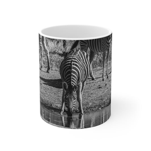 Drinking Zebra Mug B&W