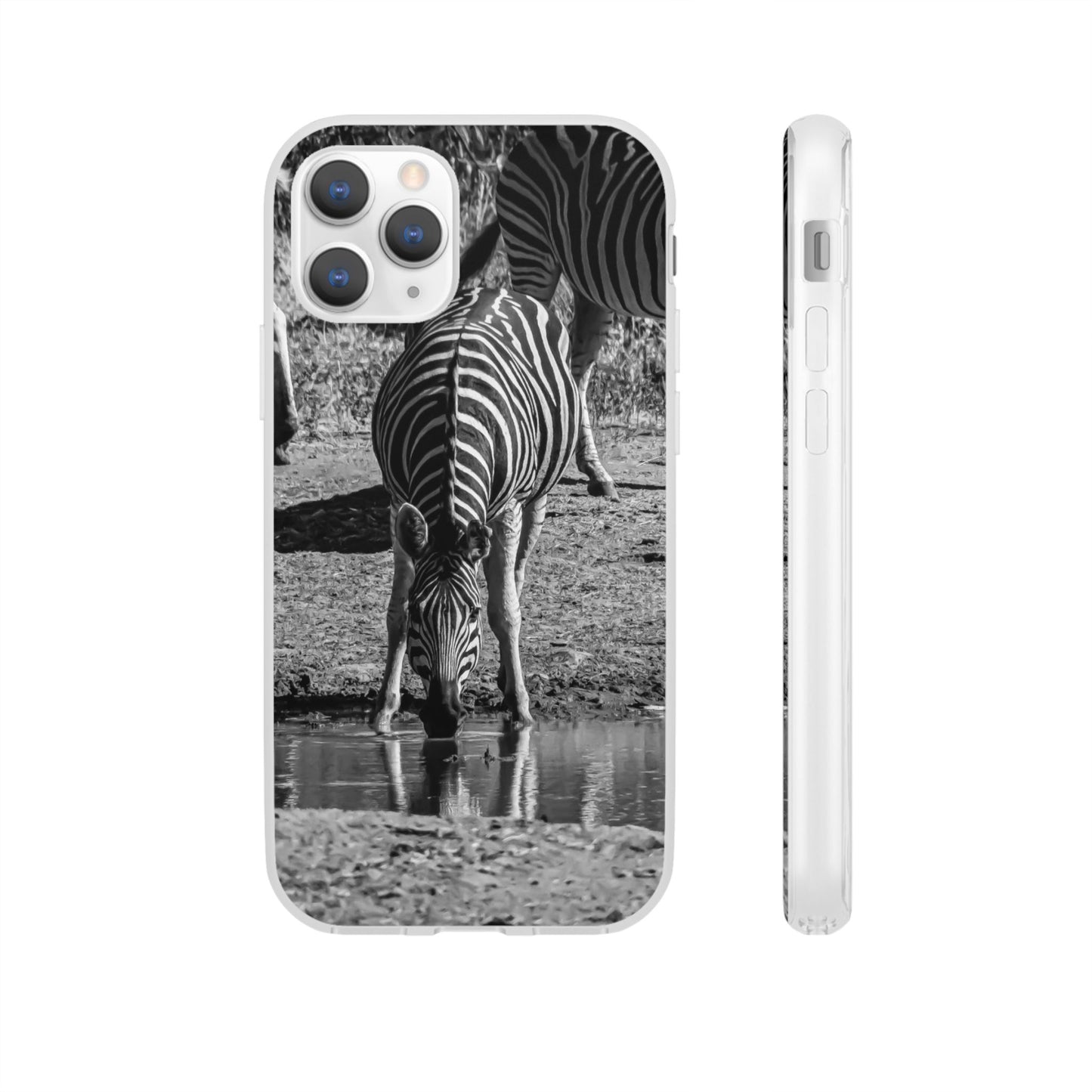 Flexible Zebra Phone Case B&W iPhone 11 Pro with gift packaging