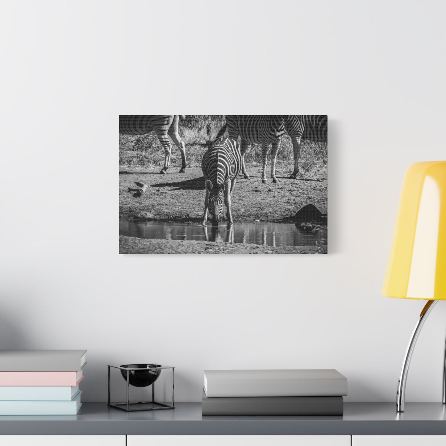 Zebra Nature Print Canvas Print B&W