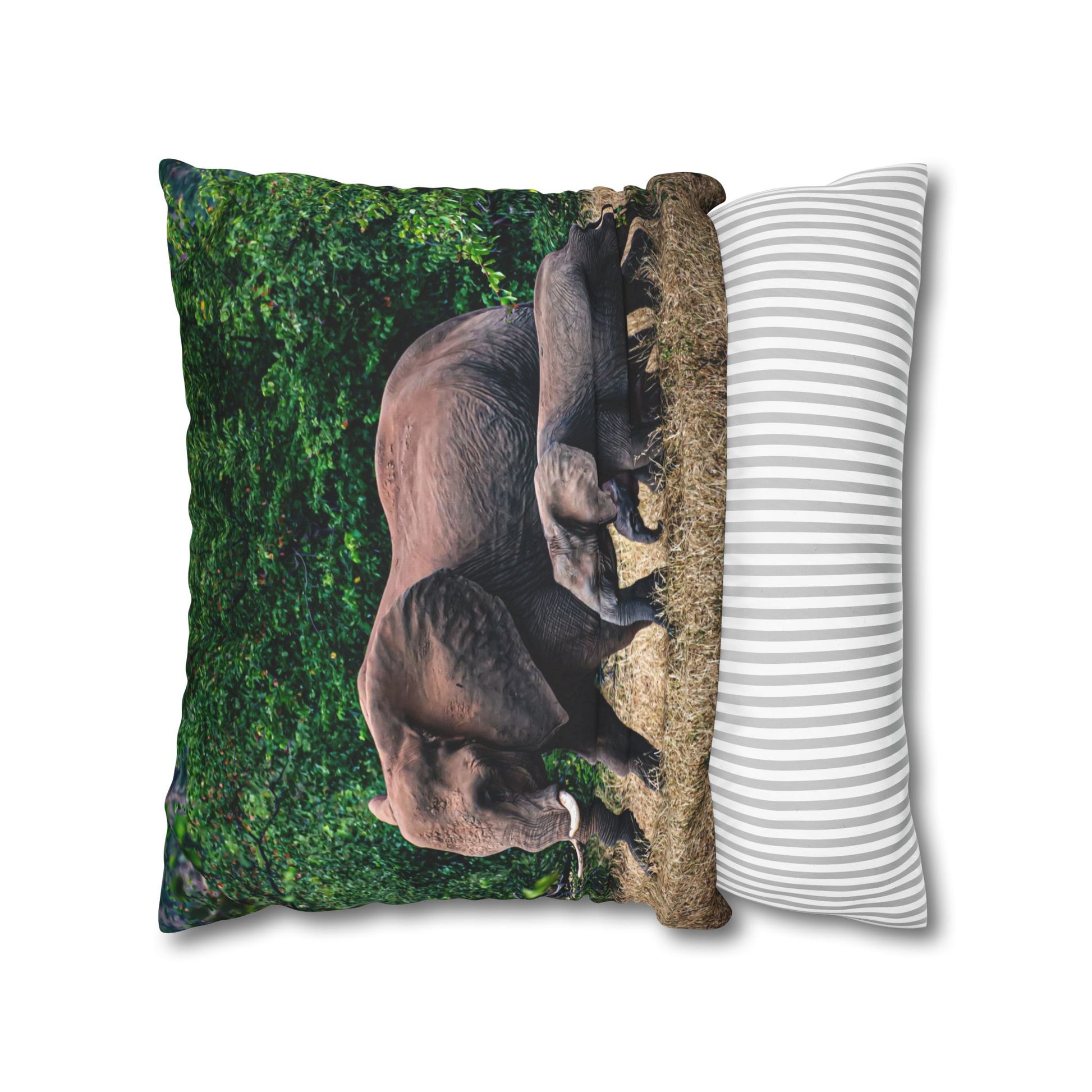Poly Canvas Pillowcase - Elephant Family