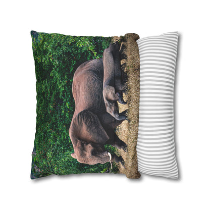 Poly Canvas Pillowcase - Elephant Family