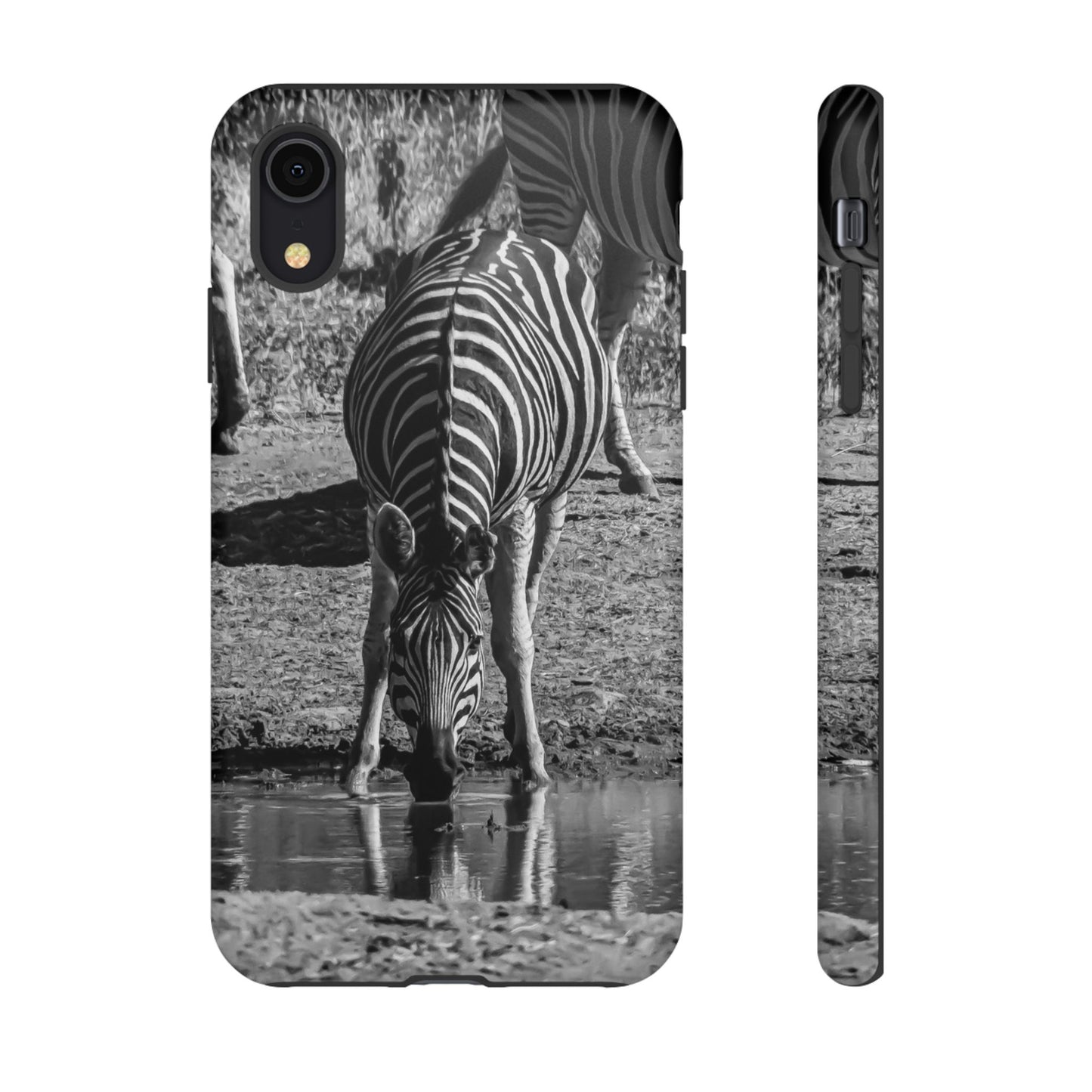 Tough Case - Zebra Drinking B&W iPhone XR Matte