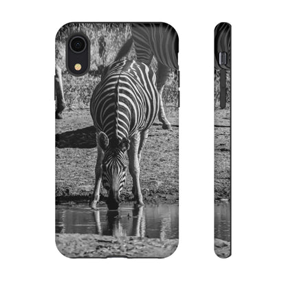 Tough Case - Zebra Drinking B&W iPhone XR Matte