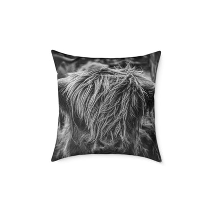 Highland Cattle Pillow B&W 20" × 20"