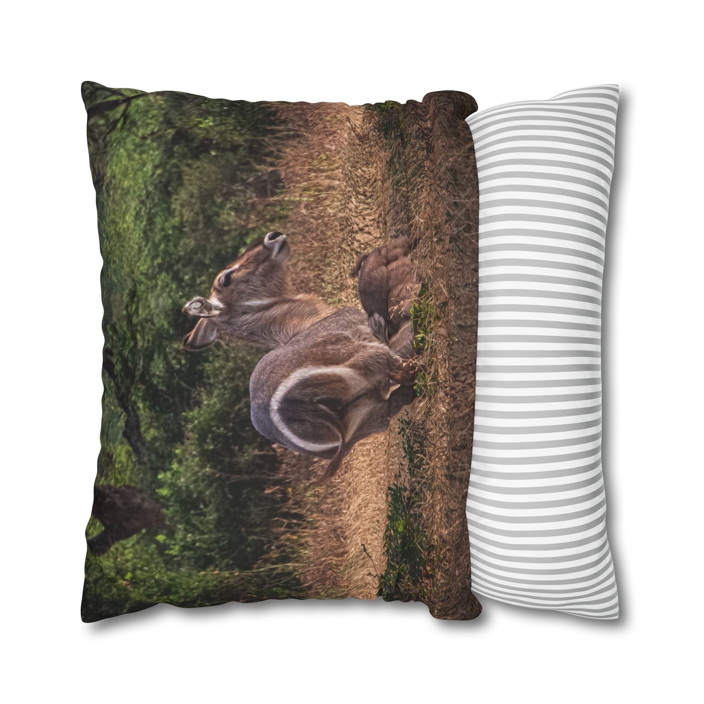 Poly Canvas Pillowcase - Waterbuck and Baby