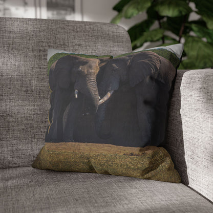 Poly Canvas Pillowcase - Elephant Friends