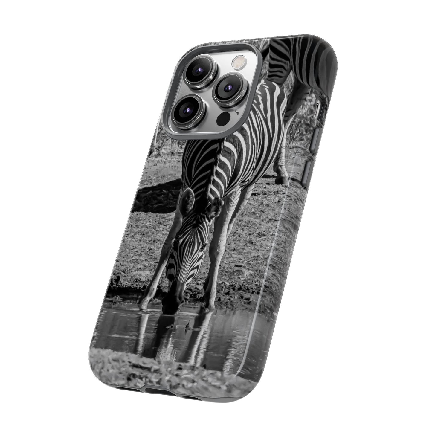 Tough Case - Zebra Drinking B&W