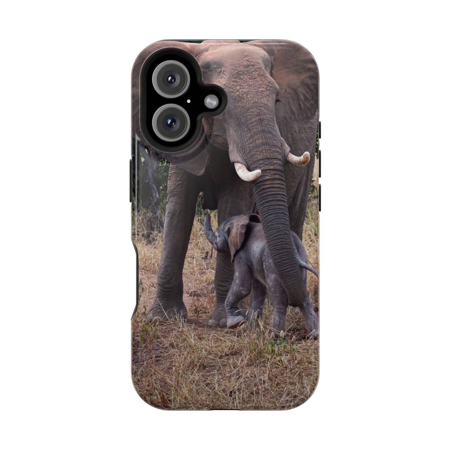 Magsafe® Compatible Tough Cases - Elephant and Baby iPhone 16 Glossy