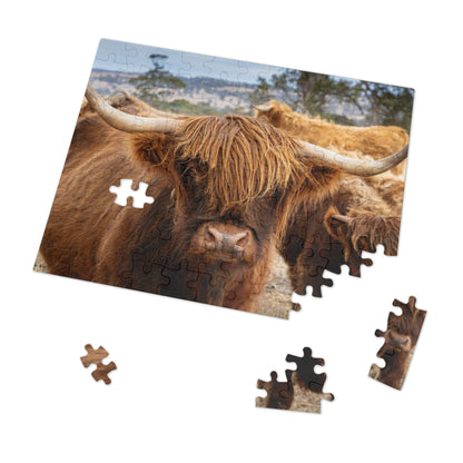 Scottish Highland Cattle Puzzle with Tin