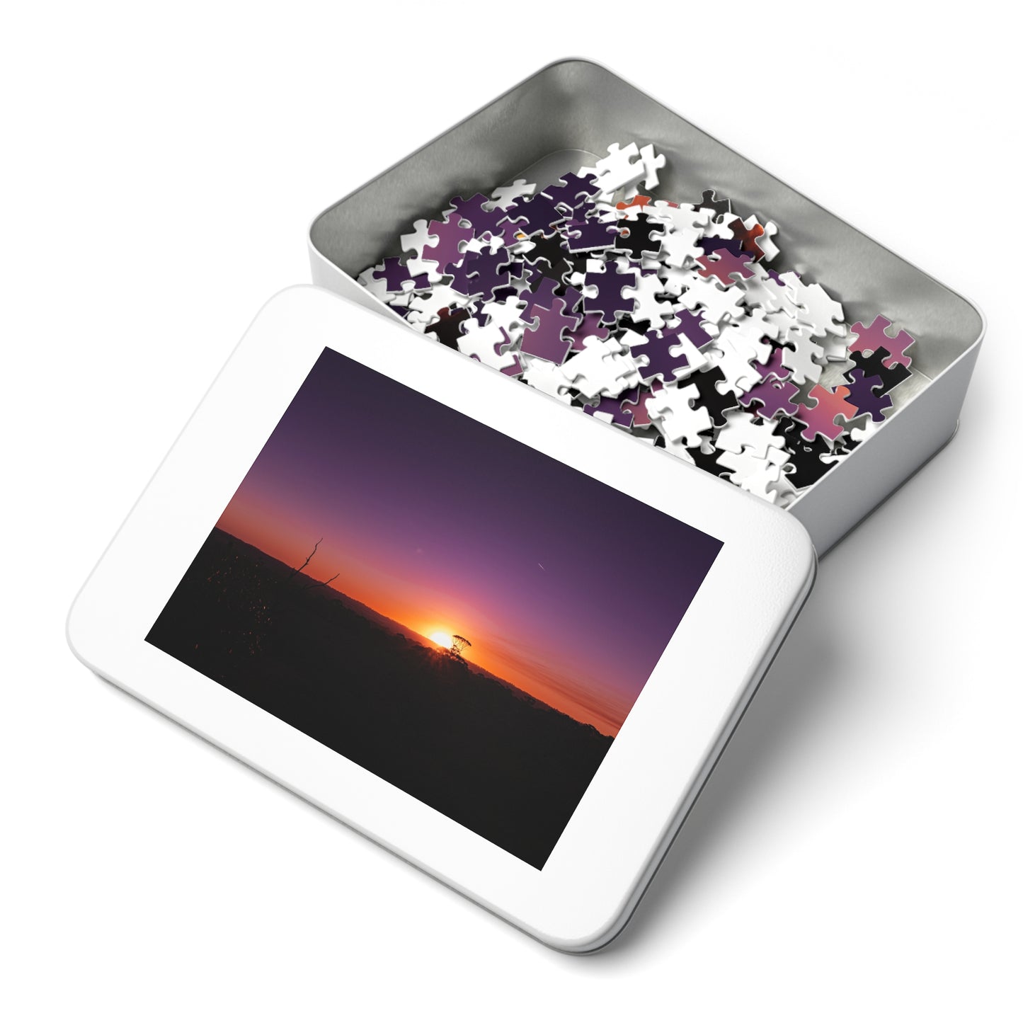 Purple Sunset Jigsaw Puzzle with Tin