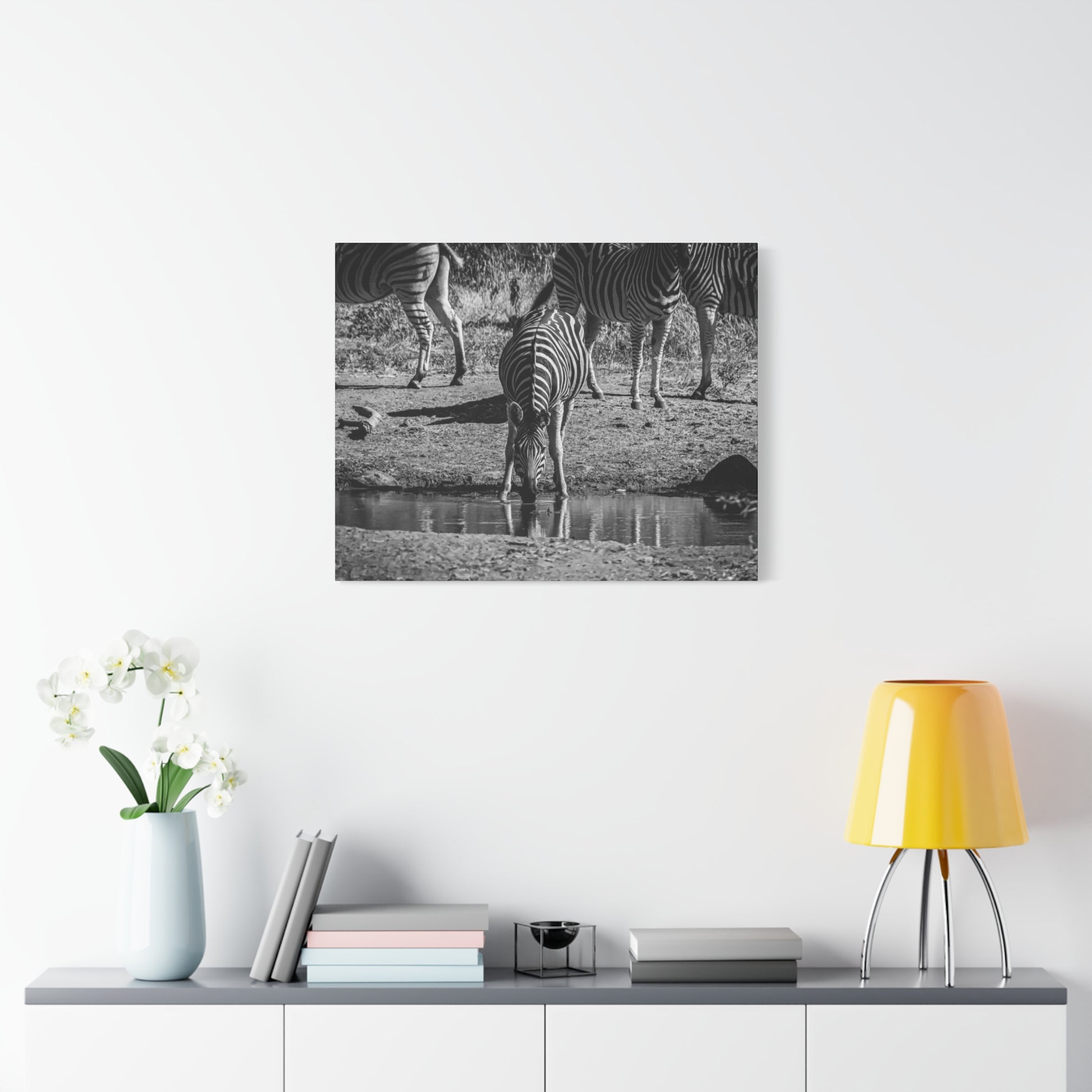 Zebra Nature Print Canvas Print B&W