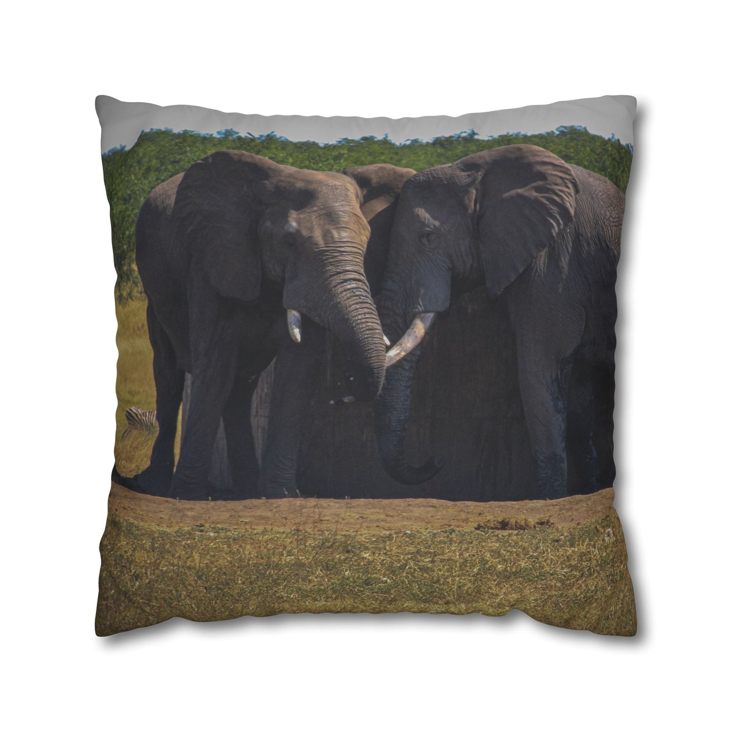 Poly Canvas Pillowcase - Elephant Friends