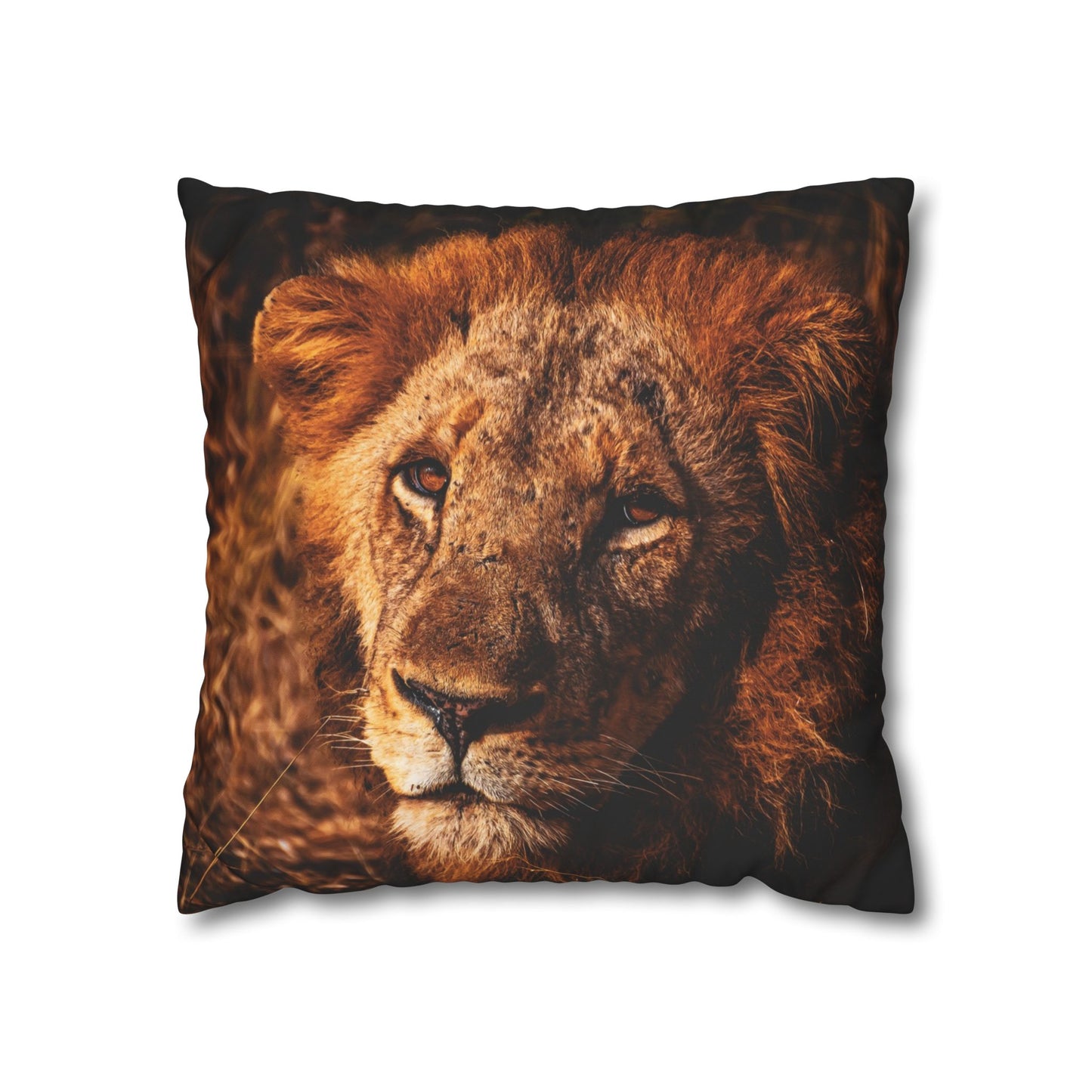 Poly Canvas Pillowcase - Old Lion 18" × 18"