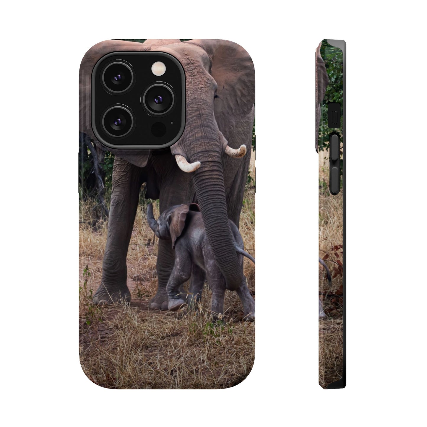 Magsafe® Compatible Tough Cases - Elephant and Baby iPhone 14 Pro Glossy