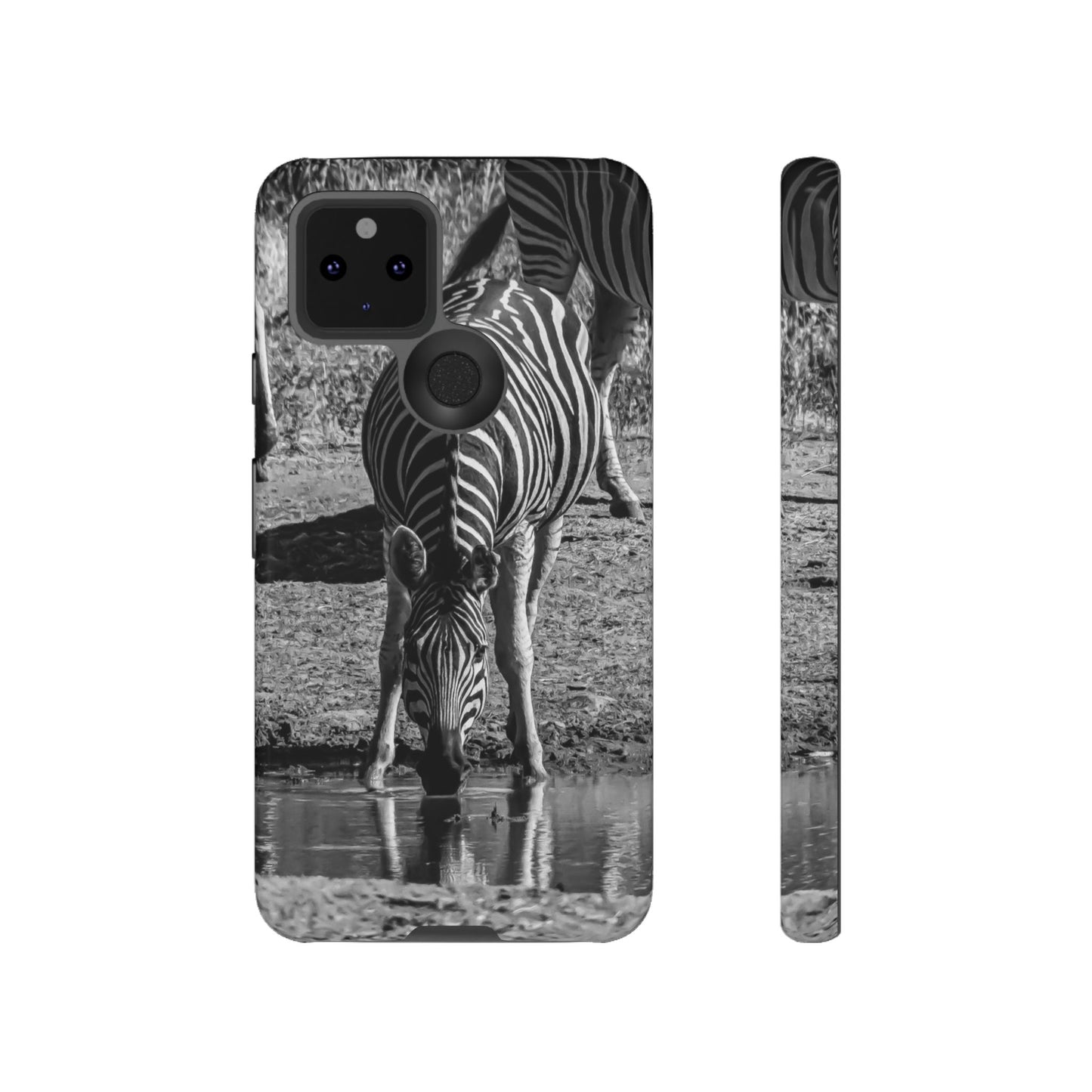 Tough Case - Zebra Drinking B&W Google Pixel 5 5G Glossy