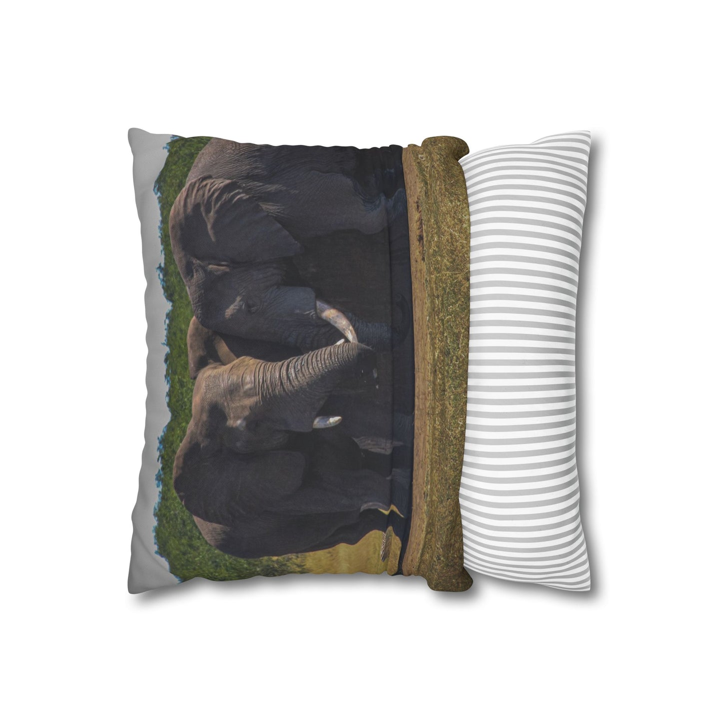 Poly Canvas Pillowcase - Elephant Friends