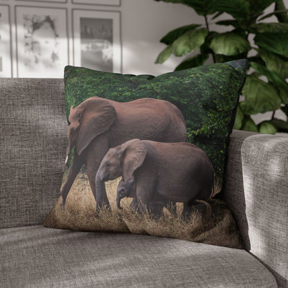 Poly Canvas Pillowcase - Elephant Family