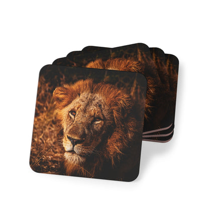 Male Lion Coasters Square 3.7" x 3.7" 4pcs