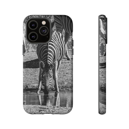 Tough Case - Zebra Drinking B&W iPhone 14 Pro Max Matte