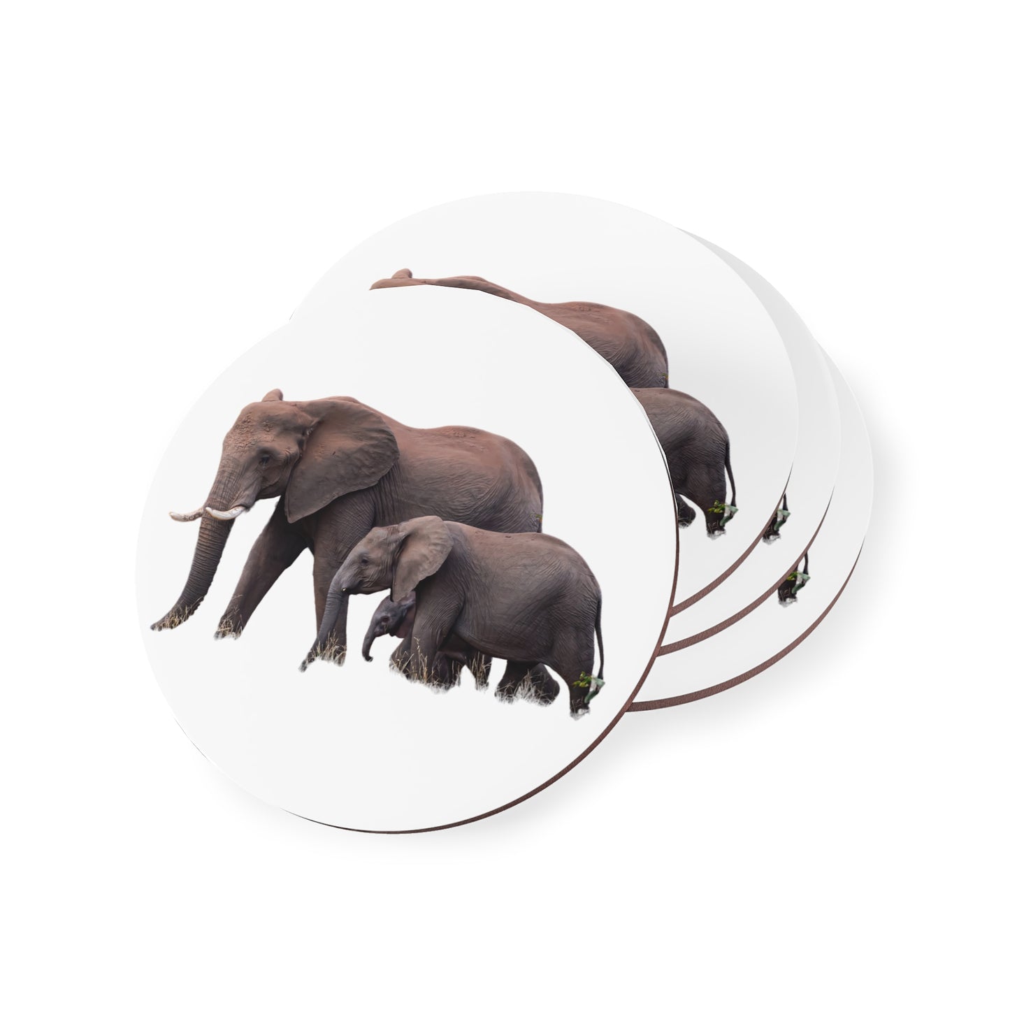 Family of Elephants Coasters Round 3.7" x 3.7" 4pcs