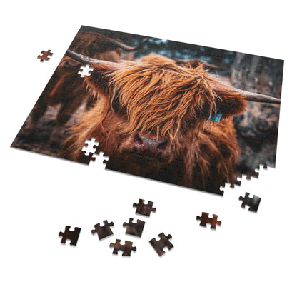 Scottish Highland Cattle Puzzle with Tin