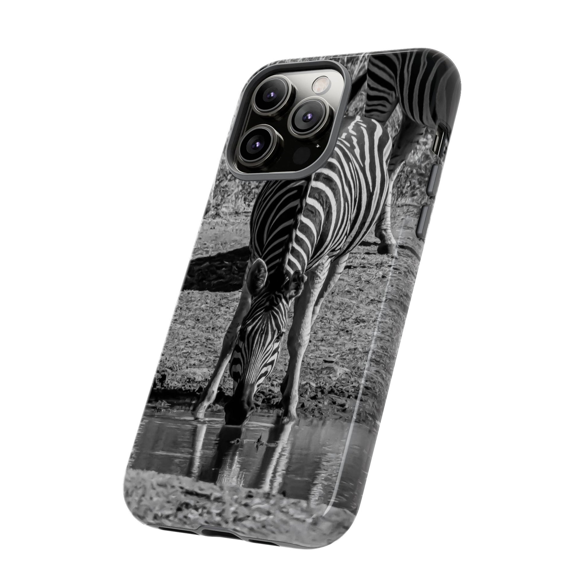 Tough Case - Zebra Drinking B&W