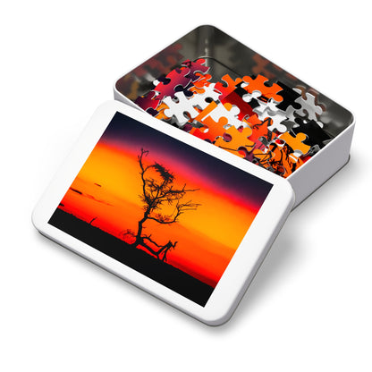 Kalahari Sunset Jigsaw Puzzle with Tin