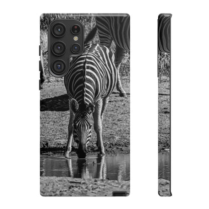Tough Case - Zebra Drinking B&W Samsung Galaxy S22 Ultra Glossy