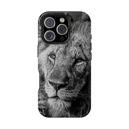 Magsafe® Compatible Tough Cases - Old Lion B&W iPhone 16 Pro Glossy