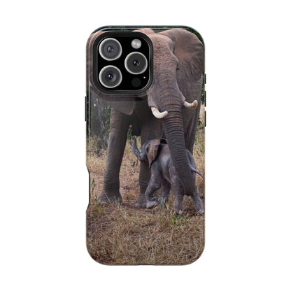 Magsafe® Compatible Tough Cases - Elephant and Baby iPhone 16 Pro Max Glossy