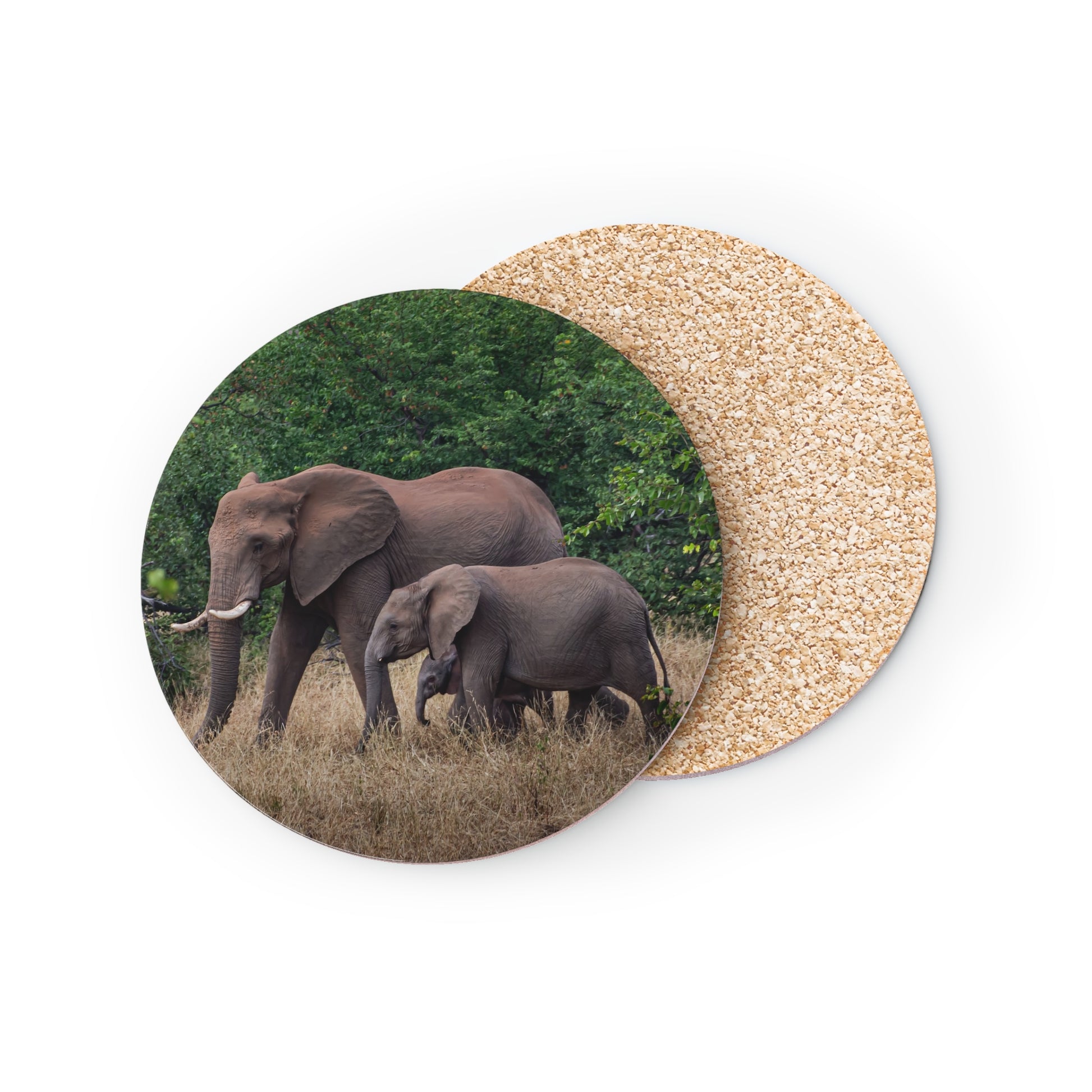 Family of Elephants Coasters Round 3.7" x 3.7" 1pc