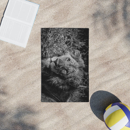 Lion Portrait Beach Towels B&W