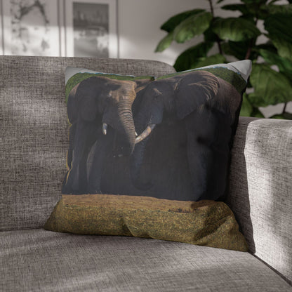 Poly Canvas Pillowcase - Elephant Friends