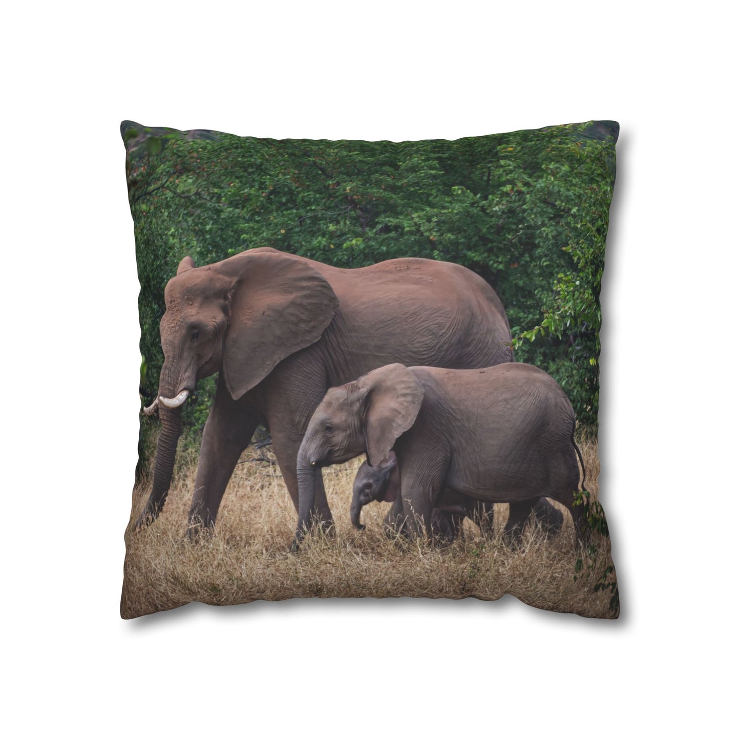 Poly Canvas Pillowcase - Elephant Family