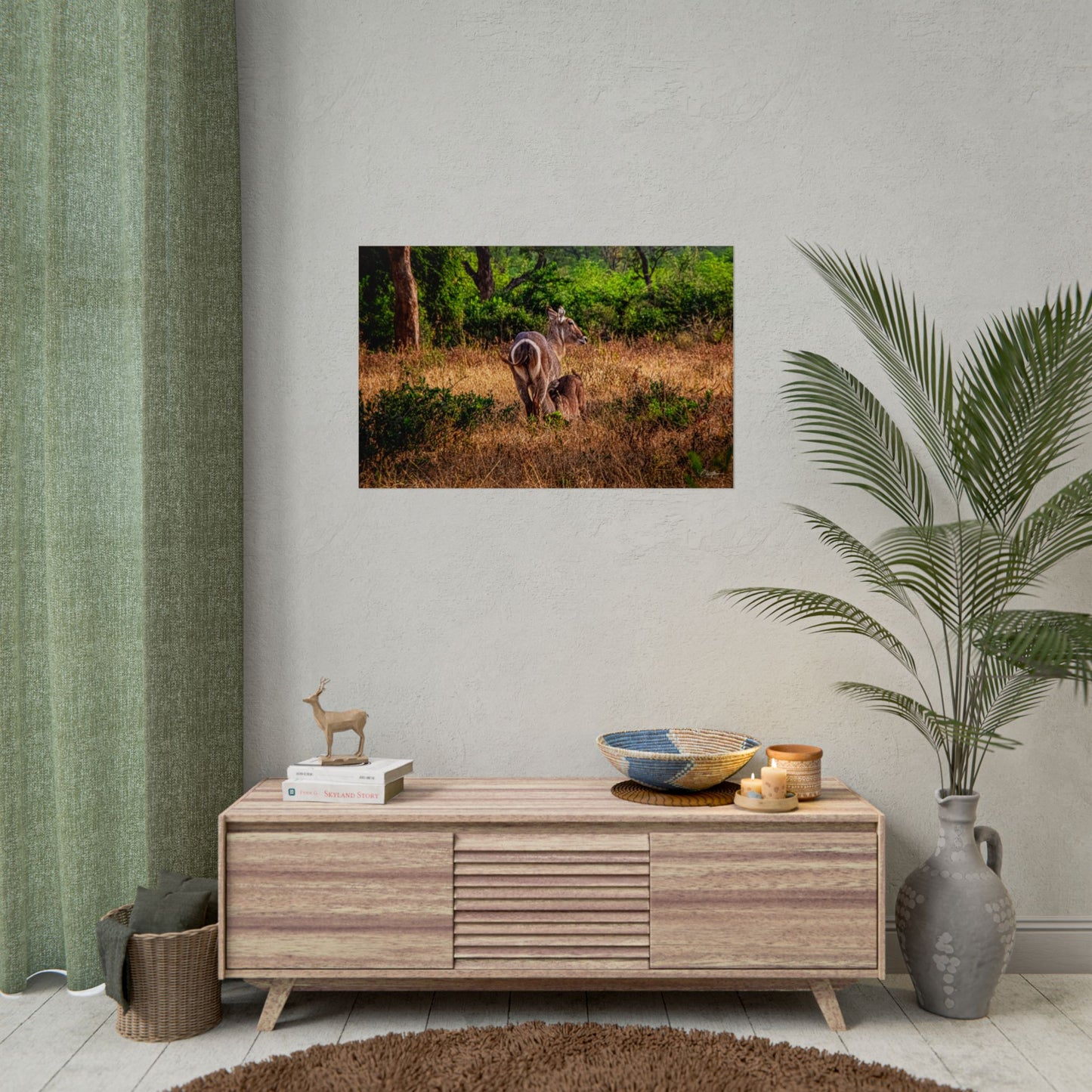 Rolled Posters - Waterbuck and Baby 34" x 22" (Horizontal) Semi Glossy