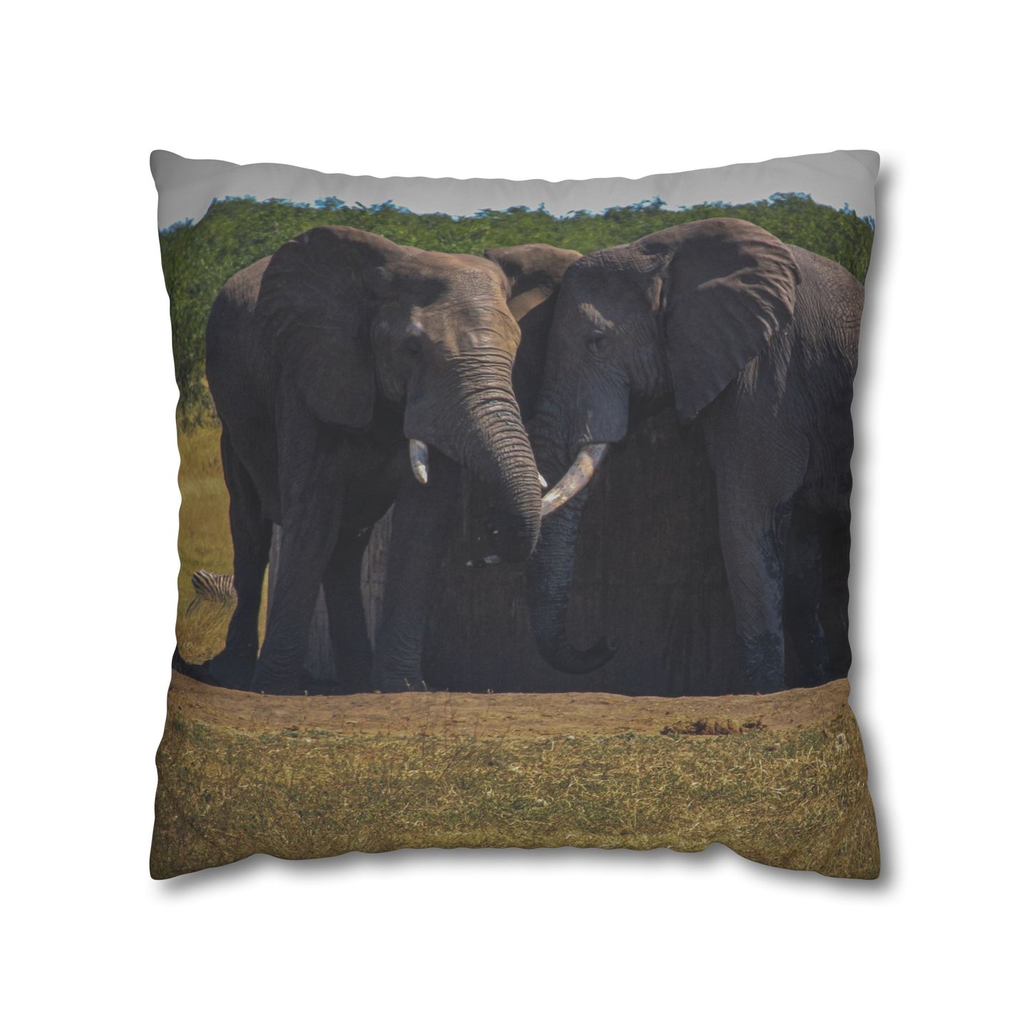 Poly Canvas Pillowcase - Elephant Friends