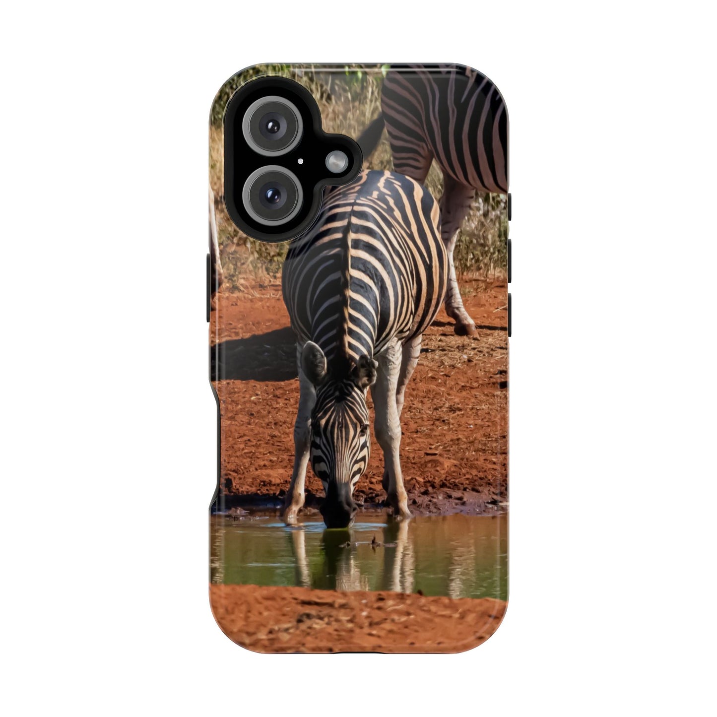 Magsafe® Compatible Tough Cases - Zebra Drinking iPhone 16 Glossy