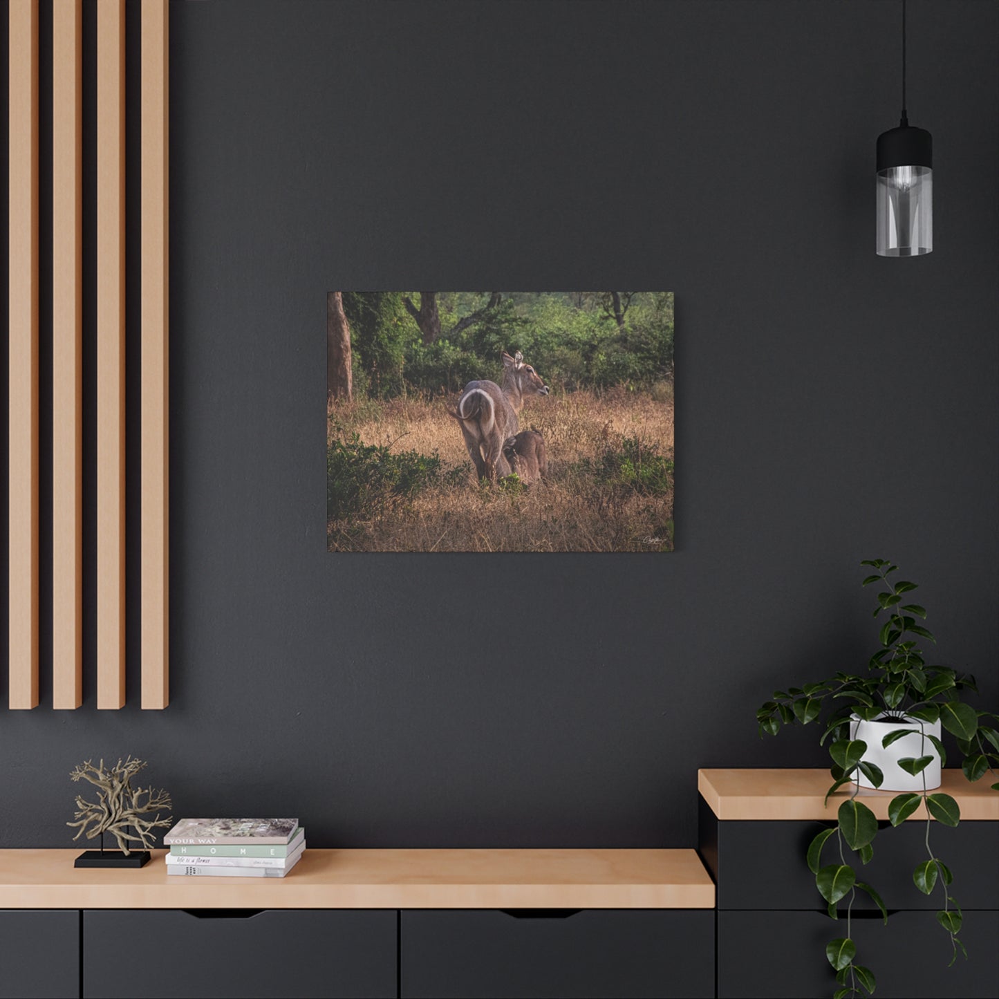 Matte Canvas, Stretched, 1.25" - Waterbuck and Baby