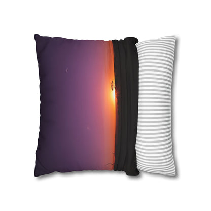 Poly Canvas Pillowcase - Purple Sunset