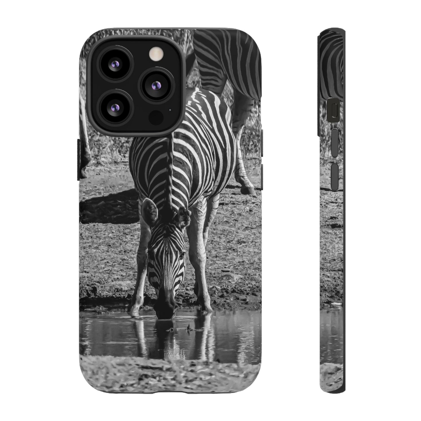 Tough Case - Zebra Drinking B&W iPhone 13 Pro Matte